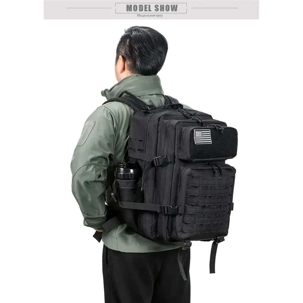 Zaino tattico da 25L/45L per donna/uomo, per sopravvivenza all'aperto, con taglio laser, Molle, per escursionismo, scuola, palestra, zaino con doppia tazza_voghion.com