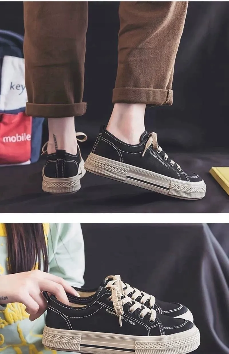 canvas Women's Summer Casual Versatile White Black Big Toe Shoes Autumn Thick Sole Breathable Board_voghion.com