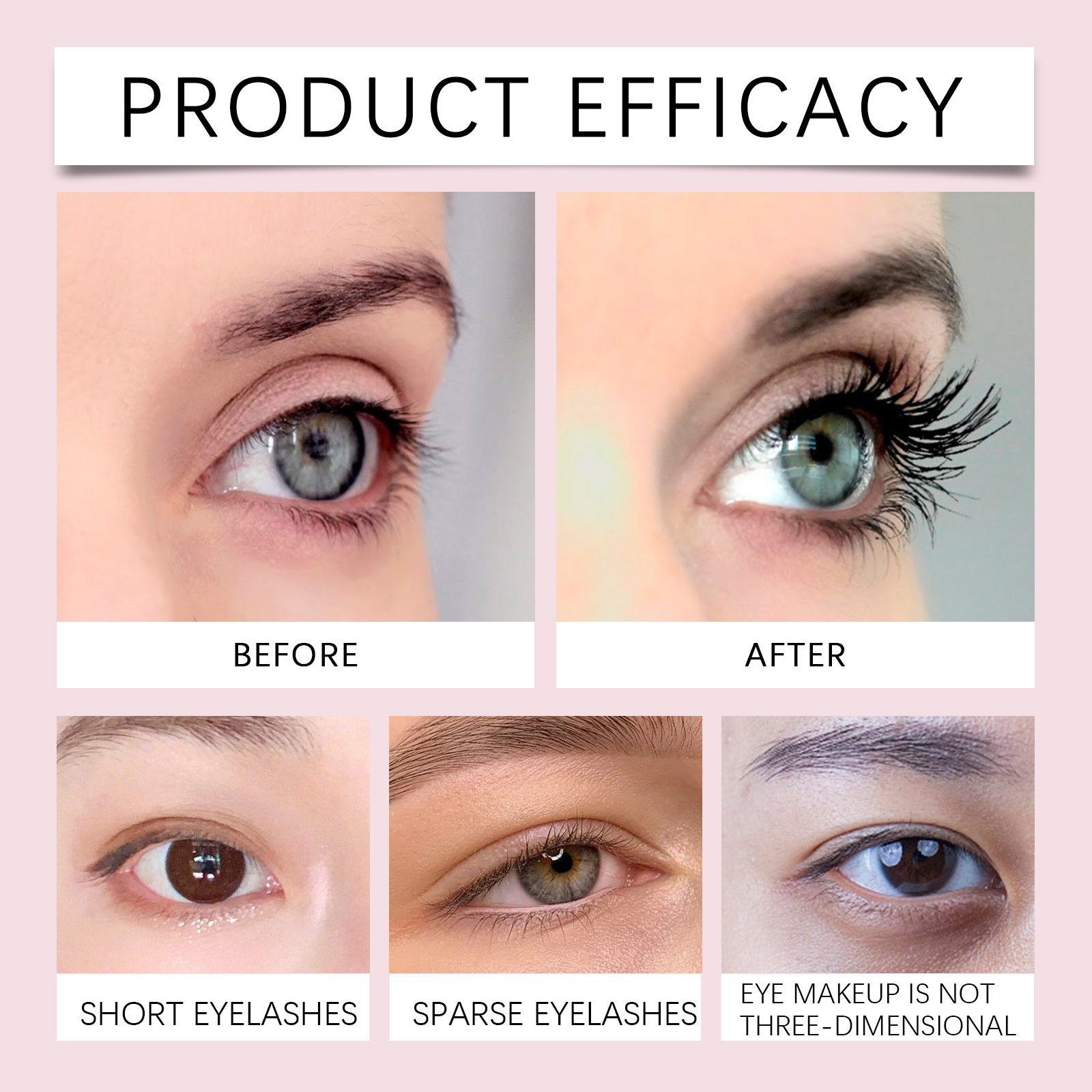 zephoco Black Curl Mascara, wasserfeste, schlanke, schwungvolle, natürliche und langanhaltende Mascara_voghion.com