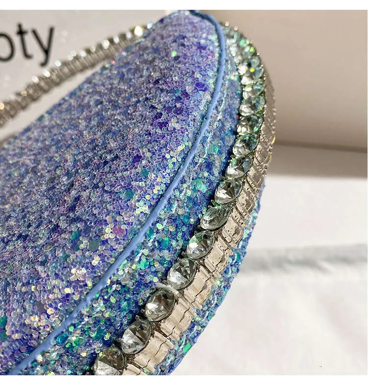 Designer Lantejoulas Noite Clutch Bolsa Festa de Casamento Mulheres Bg Bolsa Metal Anel Alça Cristal Rhie Dia Bolsa_voghion.com