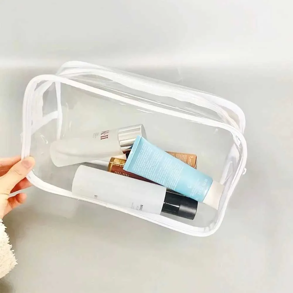 Simple PVC transparent waterproof storage box travel makeup organizer bathroom wash bag Y241023_voghion.com