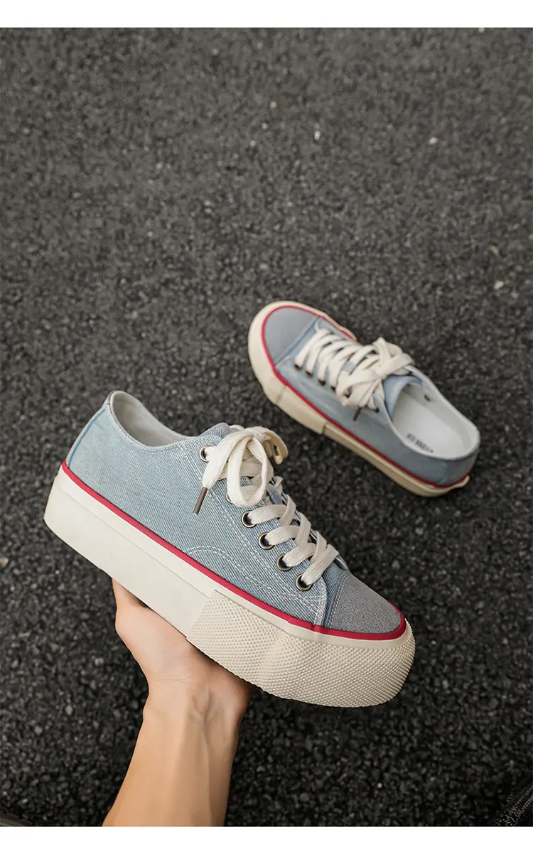 Canvas Shoes For Men, Casual Low Top Trainers With Thick Sole_voghion.com