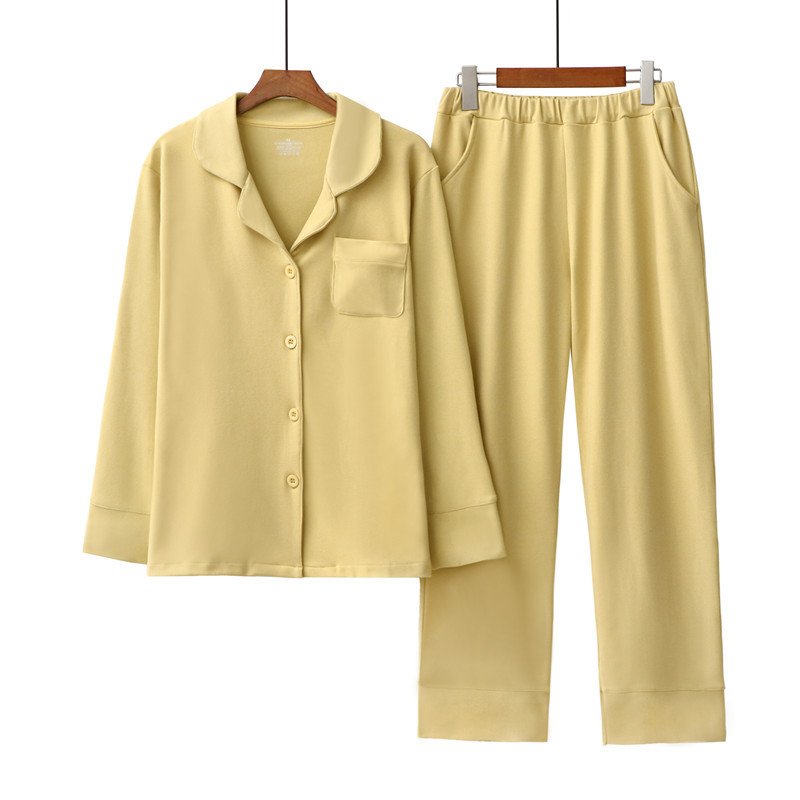 Abbigliamento da donna Nuovo pigiama da coppia autunno e inverno carta termica da donna velluto levigatura fronte-retro semplice risvolto elastico vestito caldo per la casa_voghion.com