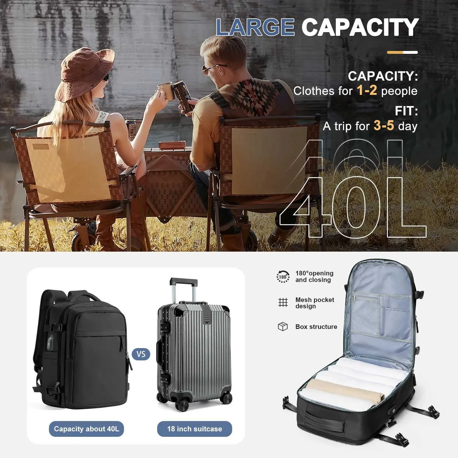 Herren Vakuum Reise Kabine Flugzeug 45x36x20 Easyjet Carry-Ons Damen Rucksack Wasserdicht Laptop Rucksäcke Wandern_voghion.com