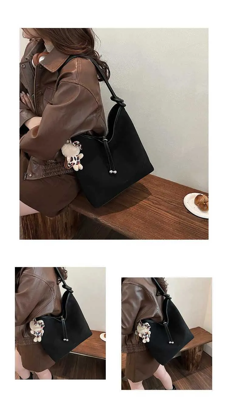 Sacs à main en daim tendance pour femmes, sacs à bandoulière solides de grande capacité, sacs à bandoulière décontractés pour femmes, polyvalents, doux, sous les bras_voghion.com