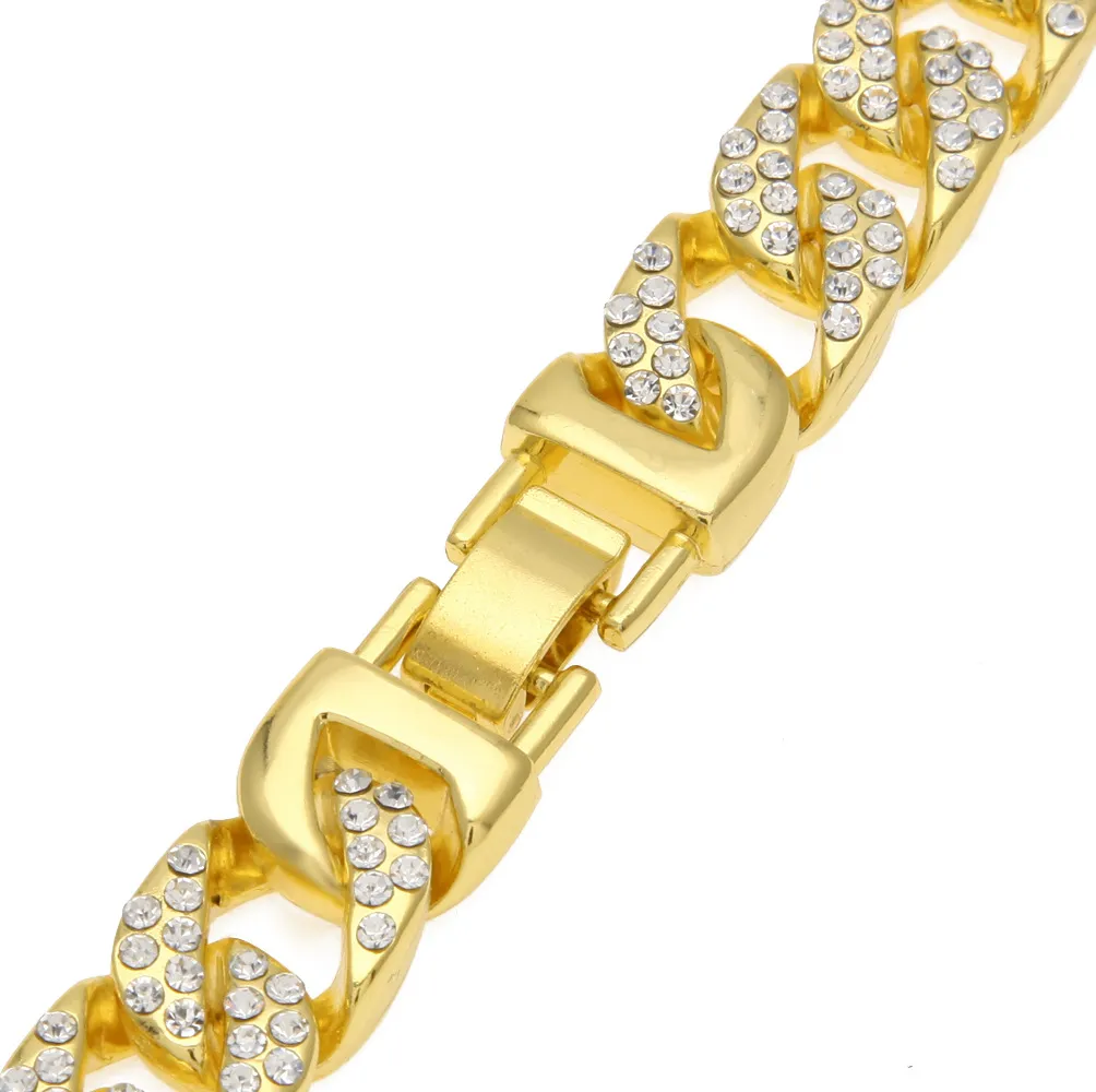 Personalised Gold Cuban Link Chain Bracelet Bling Iced Out Jewelry_voghion.com