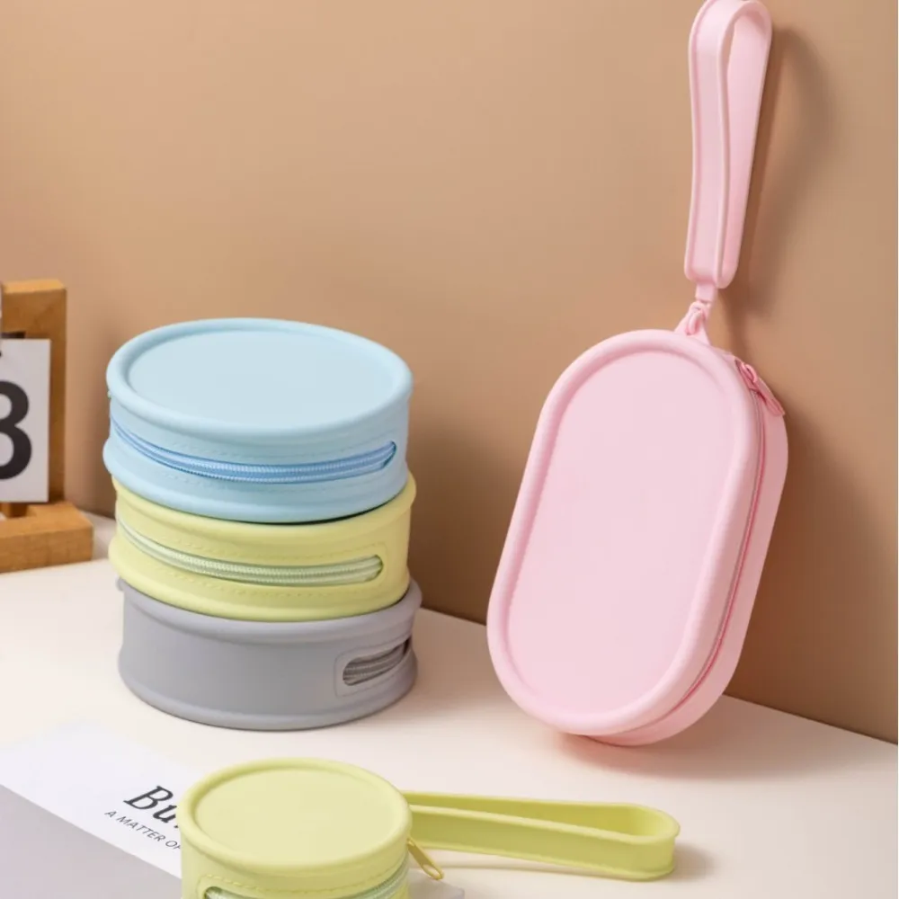 Porte-monnaie en silicone, grande capacité, étanche, pochette de voyage, couleur unie, fermeture éclair, sac pour écouteurs, pour femmes et filles_voghion.com