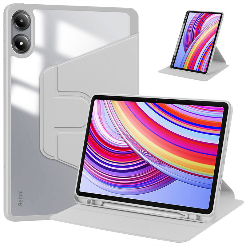 For Xiaomi Redmi Pad Pro 5G 12.1" 2024 Case With Pen Holder 360 Rotating Acrylic Clear Hard Tablet For Redmi Pad Pro 12.1 Poco Pad 12.1 Inch Case_voghion.com