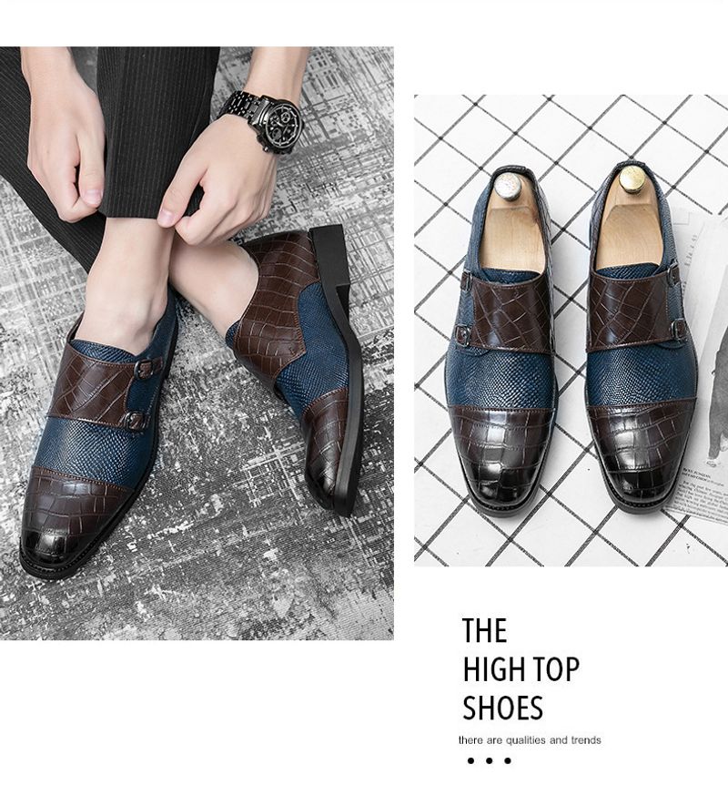 Herenschoenen dubbele gesp grote maat zakelijke casual leren heren zwarte formele ing monk schoenen_voghion.com