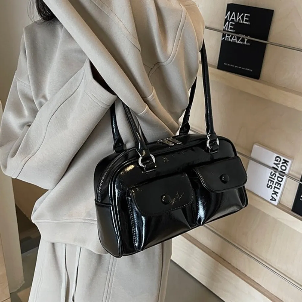 Borsa a tracolla in stile coreano, grande capacità, retrò, da ascella, casual, alla moda, in pelle, con doppia tasca, da viaggio_voghion.com