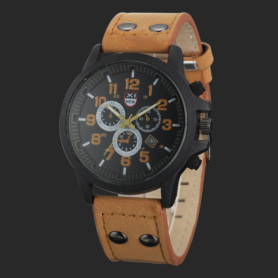 Nieuw herenriem quartz kalender sport militair horloge_voghion.com
