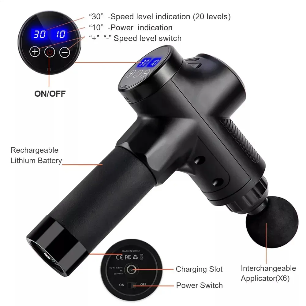 Fascial Massage Gun Electric Percussion Pistol Massager Body Neck Back Deep Tissue Muscle Relaxation Pain Relief Fiess_voghion.com