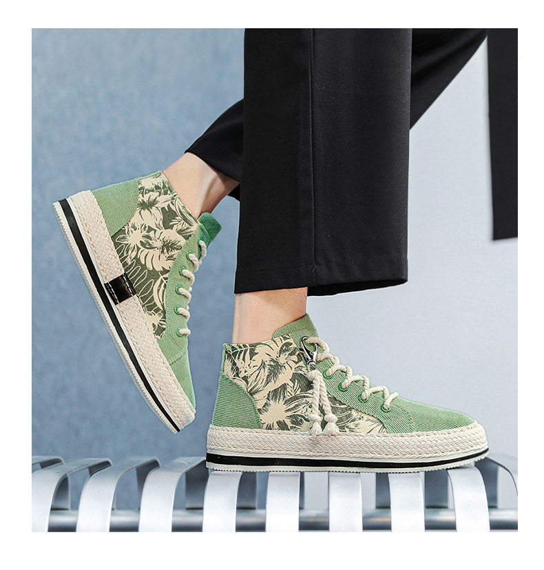High top canva autumn niche cloth with thick ole elevated height caual board for young port and leiure men'_voghion.com