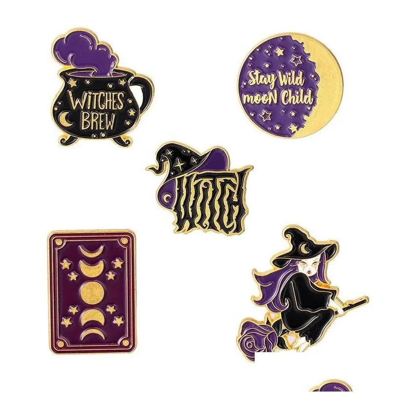 Funny Magic Potion Hat Enamel Pins Vintage Witch Badge Jewelry_voghion.com