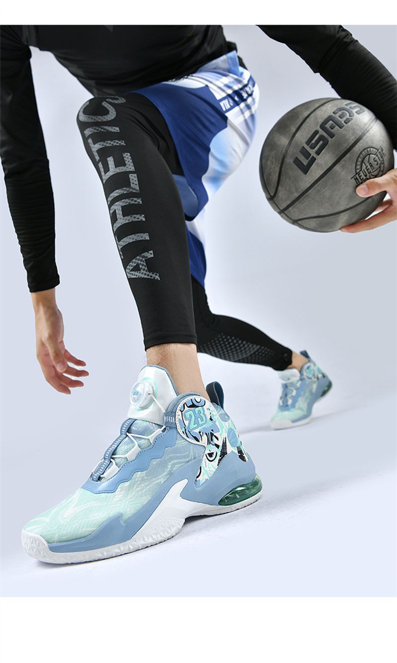 Neue High-Top-Basketballschuhe Herren aus Mesh-Gewebe, atmungsaktive Sportschuhe, rutschfeste Drehknopfschuhe für_voghion.com