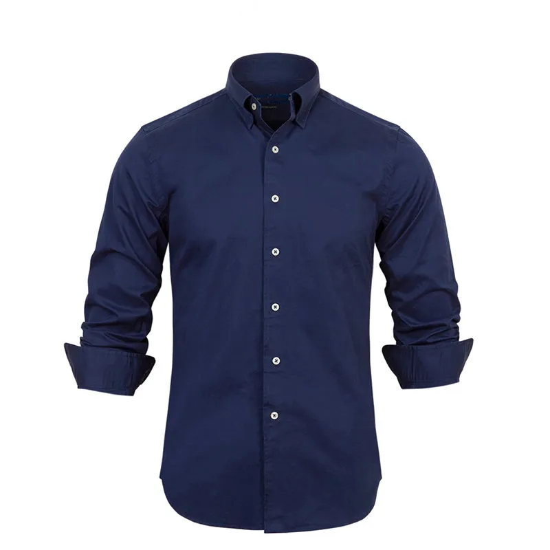 2024 Nou Bărbați Clasici Mânecă Lungă Slim Fit Culoare Solidă Casual Cămașă Designer Bumbac Cămăși de Business pentru Bărbați_voghion.com