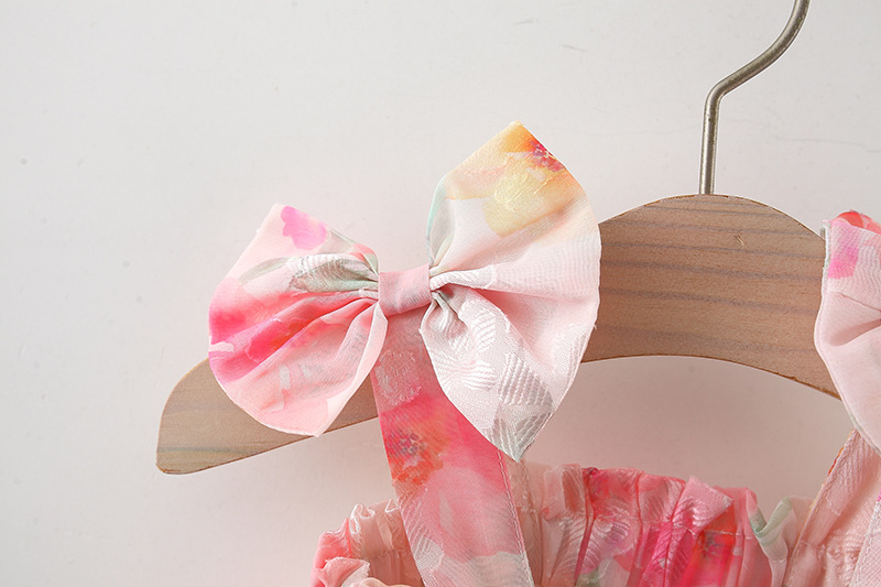 Summer New Baby Girl Dress Flower Printed Chiffon Dress Comfortable Breathable Kids Clothes_voghion.com