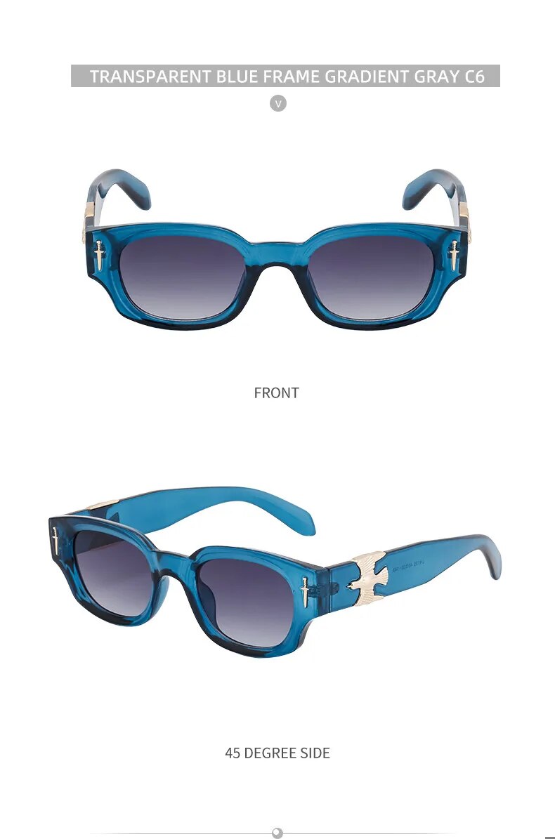 Modne okulary przeciwsłoneczne Soaing Eagle Rectangle dla mężczyzn i kobiet 2024, okulary przeciwsłoneczne w stylu vintage punk, męskie, małe, kwadratowe, odcienie_voghion.com