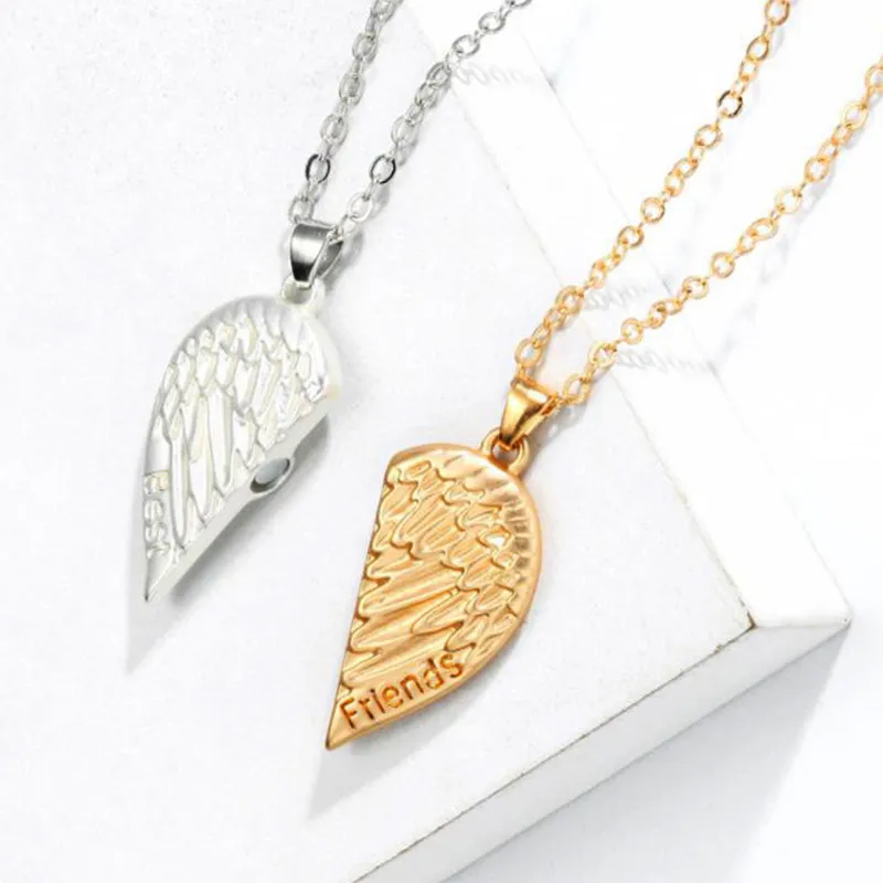 Wisiorki 2 szt. Modny magnetyczny naszyjnik dla par dla zakochanych gotyckie serce przyjaciel impreza prezent biżuteria akcesoria_voghion.com