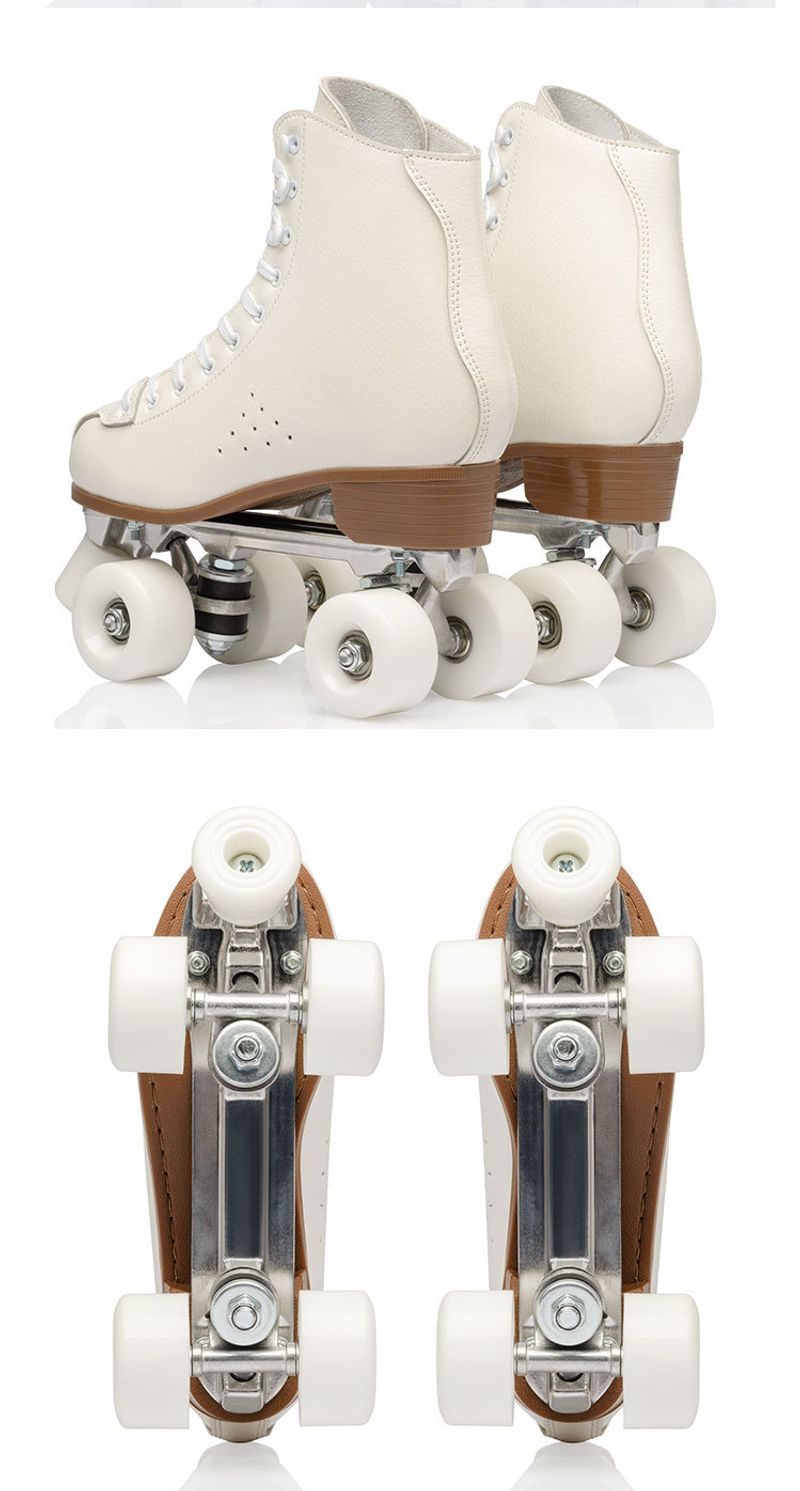 Weiße Rollschuhe aus Rindsleder, zweireihig, Skateschuhe, bequem, atmungsaktiv, langlebig_voghion.com