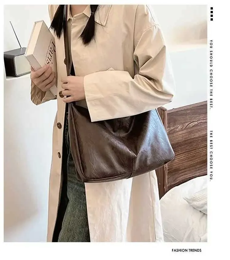 PU Leder Pendler Mode Vintage Casual Maillard Stilvolle Umhängetaschen für Frauen Textur Große Kapazität_voghion.com