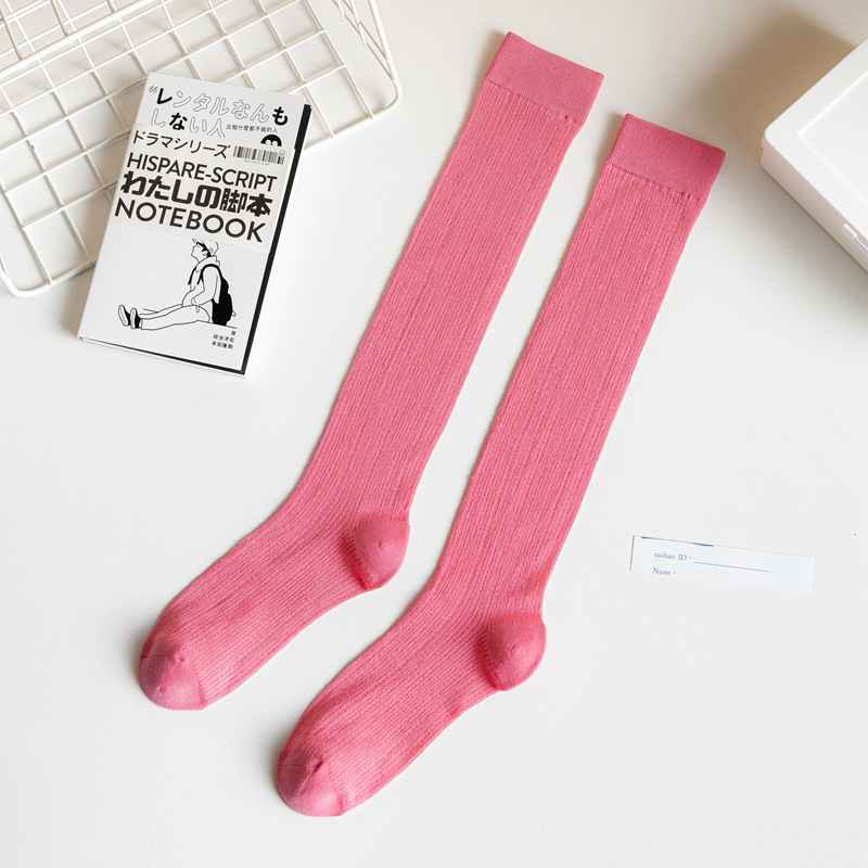 23 ultradünne Bambusfaser-Sommersocken für Damen, lang, Wadenlänge, Netzstoff, kniehohe Slouch-Socken_voghion.com