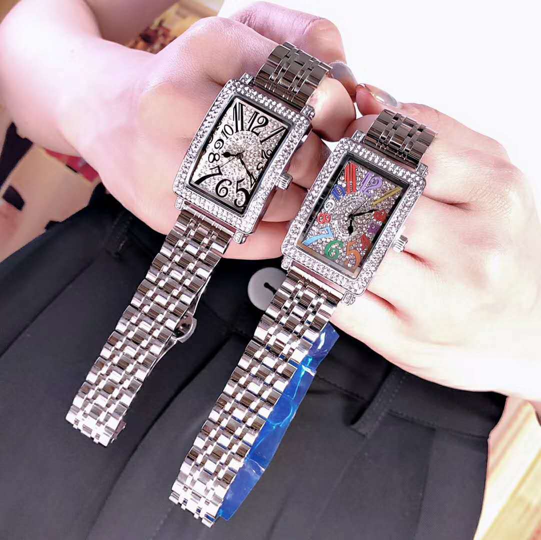 Mote trendy klokke i ny stil, diamantinnlagt digitalt rektangulært armbåndsur i stål_voghion.com