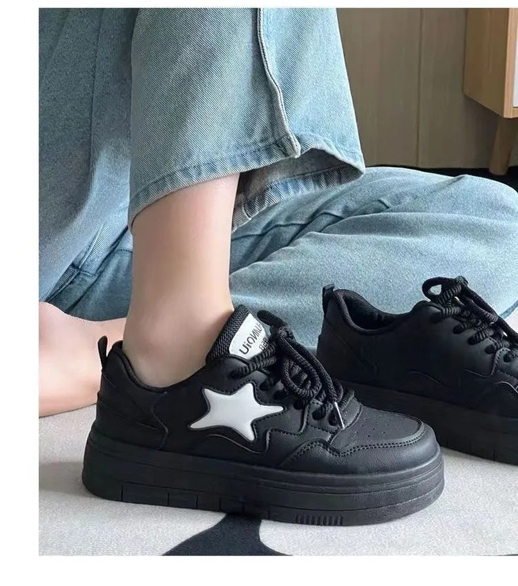 Academy Style Round Head Sponge Cake Thick Sole Casual Small White Fashionable And Comfortable High Height Board Shoes_voghion.com