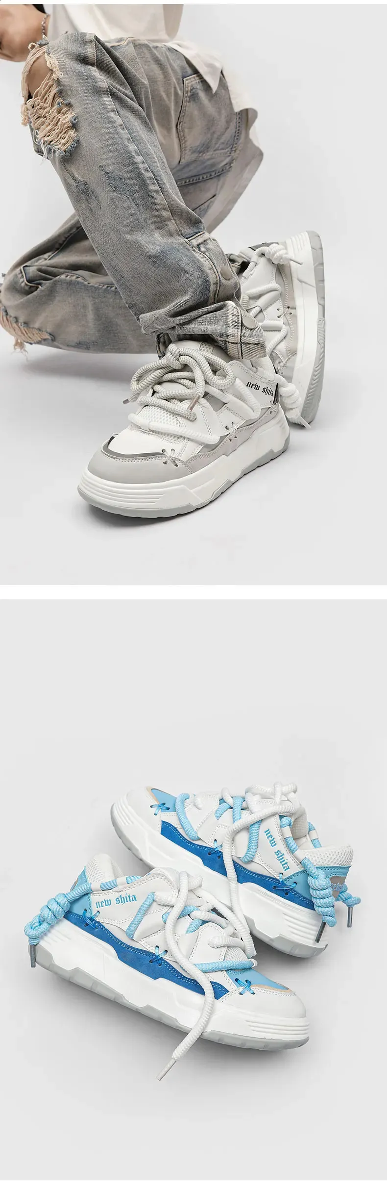 buty damskie ly bread szeroka podeszwa para unisex krótkie i pulchne trampki hip-hop 41 42 44 240911_voghion.com