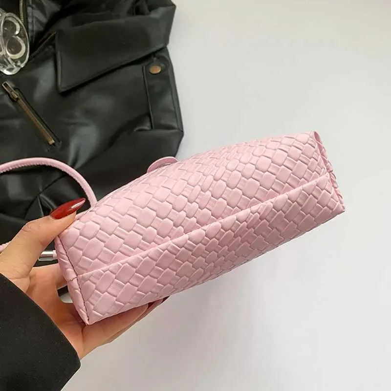Elegante Geflochtene Pu-leder-eimerhandtasche Als Umhängetasche_voghion.com