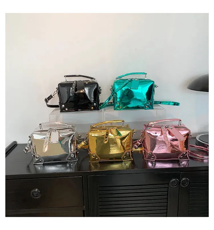 Borsa a tracolla da donna elegante borsa a spalla quadrata oro_voghion.com