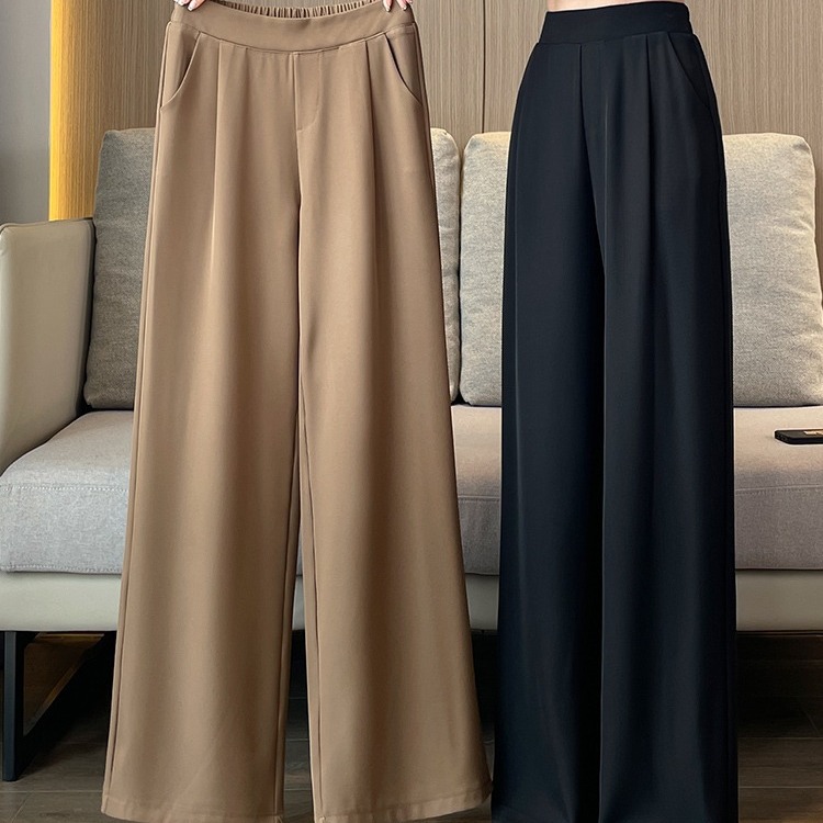 Pantalon de costume pour femme, pantalon taille haute drapé à jambes larges, nouveau pantalon d'été mince et décontracté, pantalon droit étroit
