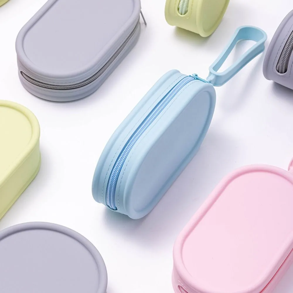 Porte-monnaie en silicone, grande capacité, étanche, pochette de voyage, couleur unie, fermeture éclair, sac pour écouteurs, pour femmes et filles_voghion.com