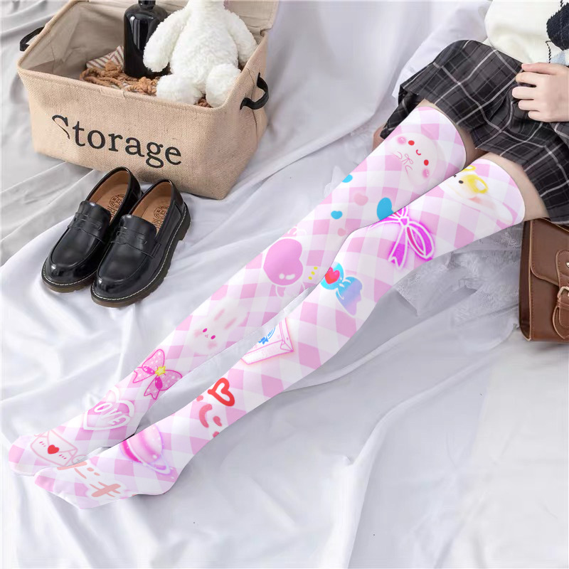 Kirschstrumpfhose, süße Leggings mit Lolita-Print, lange Strümpfe für Loli-Mädchen_voghion.com