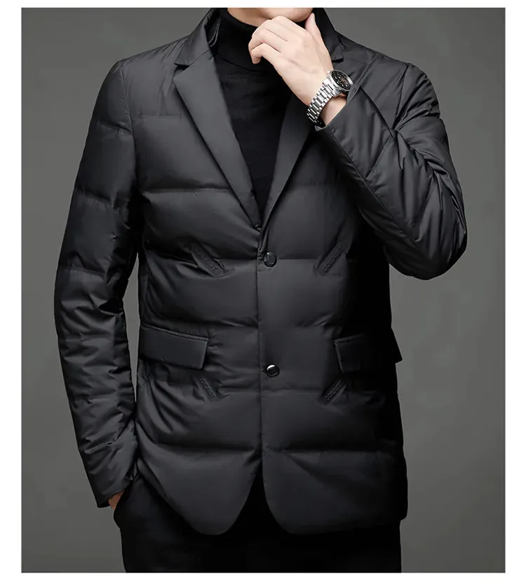 Giacche da uomo in piuma d'oca: parka in piumino d'anatra bianco di alta qualità con collo a sciarpa, giacca casual invernale_voghion.com