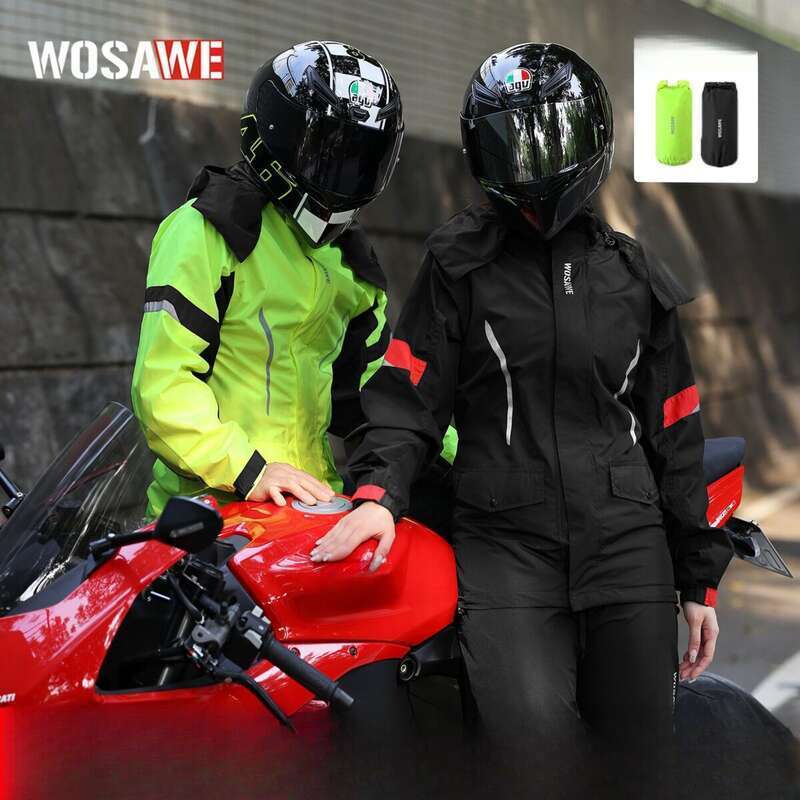WOSAWE Motosiklet Yağmurluk Seti Açık Hava Bisikleti Tam Vücut Bölünmüş Yağmur Pantolonu Gizli Ayakkabı Kılıfları ile_voghion.com