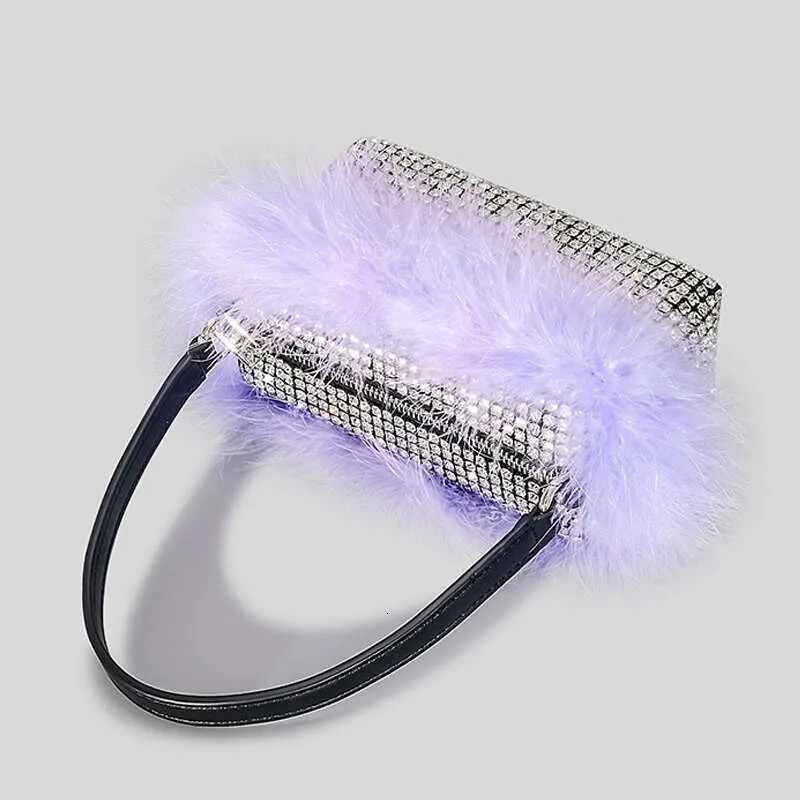 Designer Dia Handbag For Women 2023 New In Fashion High Quality Colorblock Ostrich Fur Rhiedinner Bag Bg_voghion.com