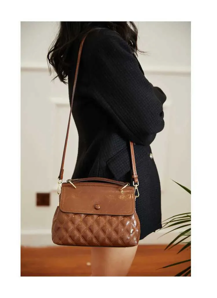 Women's Large Capacity Plaid Crossbody Handbag In Leather Style_voghion.com