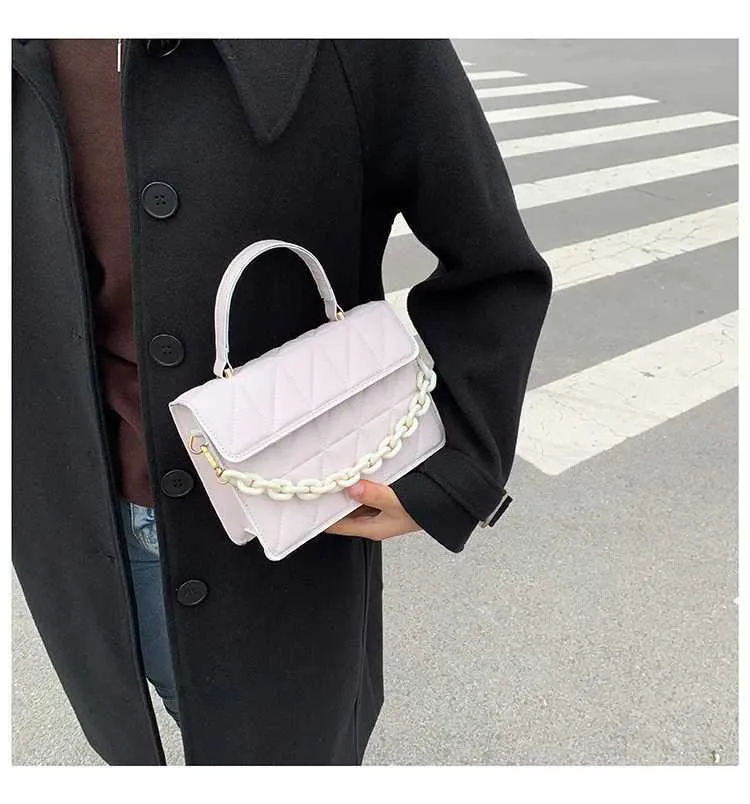 Rhombus Plaid Crossbody Bags For Women Chain Decor Fashion Shoulder Bag Ladies Handbag Casual And Simple Small Square_voghion.com