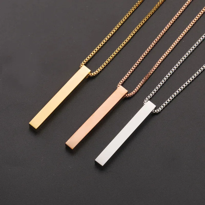 Rustfrit stål halskæde blank til gravering metal rektangulær tag charme choker halskæder spejlpoleret engros_voghion.com