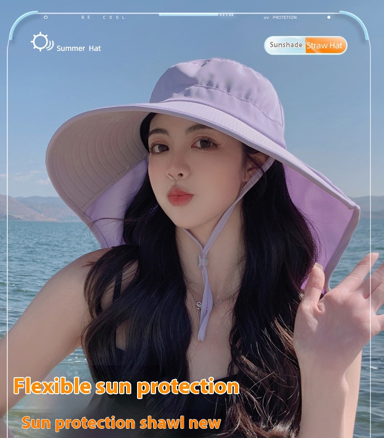Cappello estivo da esterno con protezione solare e foro per coda di cavallo, versione coreana del cappello da pescatore a scialle a tesa larga alla moda per bambini_voghion.com