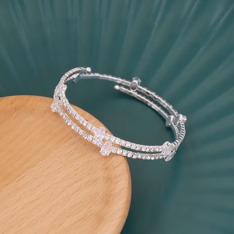 Rhinestone Pearl Bangle Bracelet Adjustable Open Cuff For Women_voghion.com