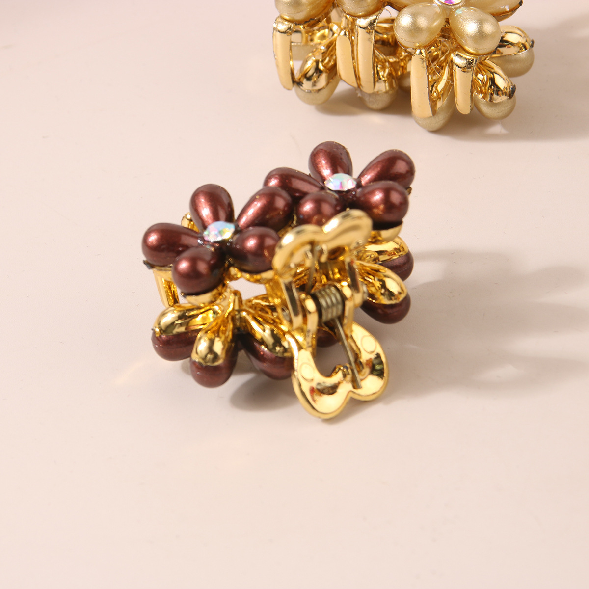 Accesorios para el cabello de mujer, pinza con flor de perla y diamantes de imitación para mujer, flequillo pequeño y dulce, horquilla lateral, tocado, accesorios para el cabello_voghion.com