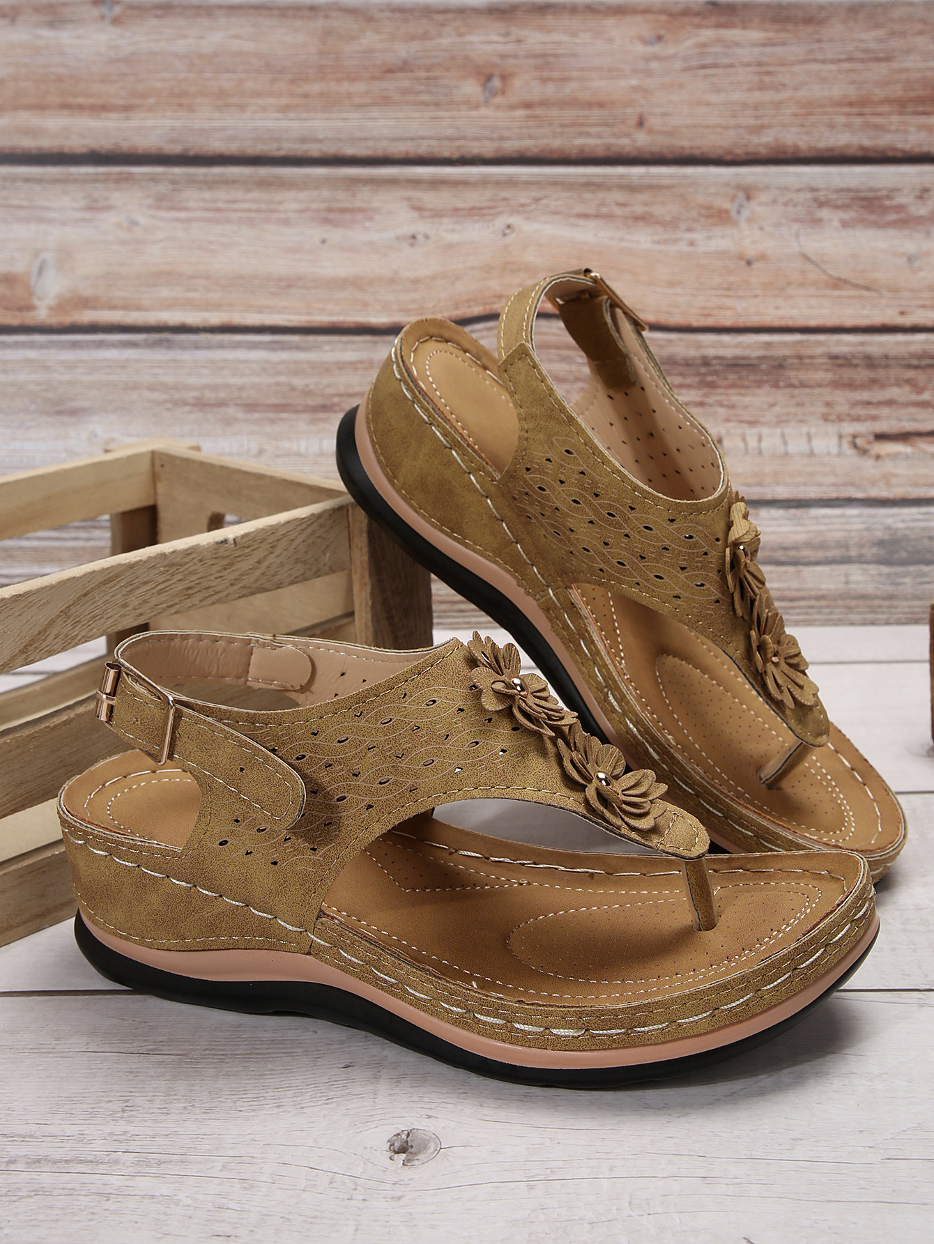 Flat Sandals For Women Herringbone Style Summer Rubber Sole_voghion.com