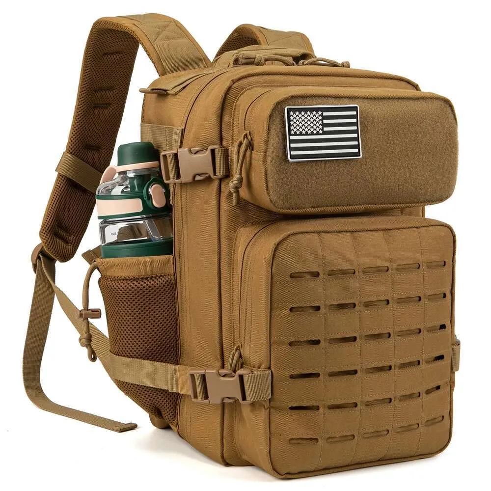 25L/45L Tactical Backpack Women/Men Outdoor Survival Laser Cut Molle Hiking Daypack School Bag Gym Rucack With Dual Cup_voghion.com
