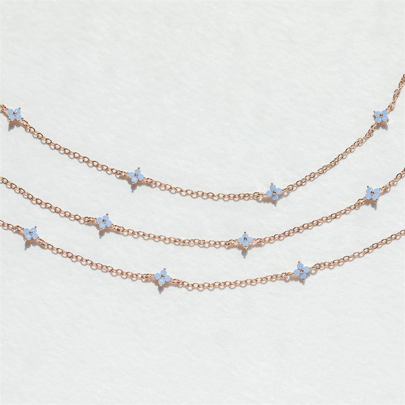 Blaue Blume Sommer Damen süßen Stil Klein Ins Schmuck exquisite Schlüsselbein Kette Halskette_voghion.com
