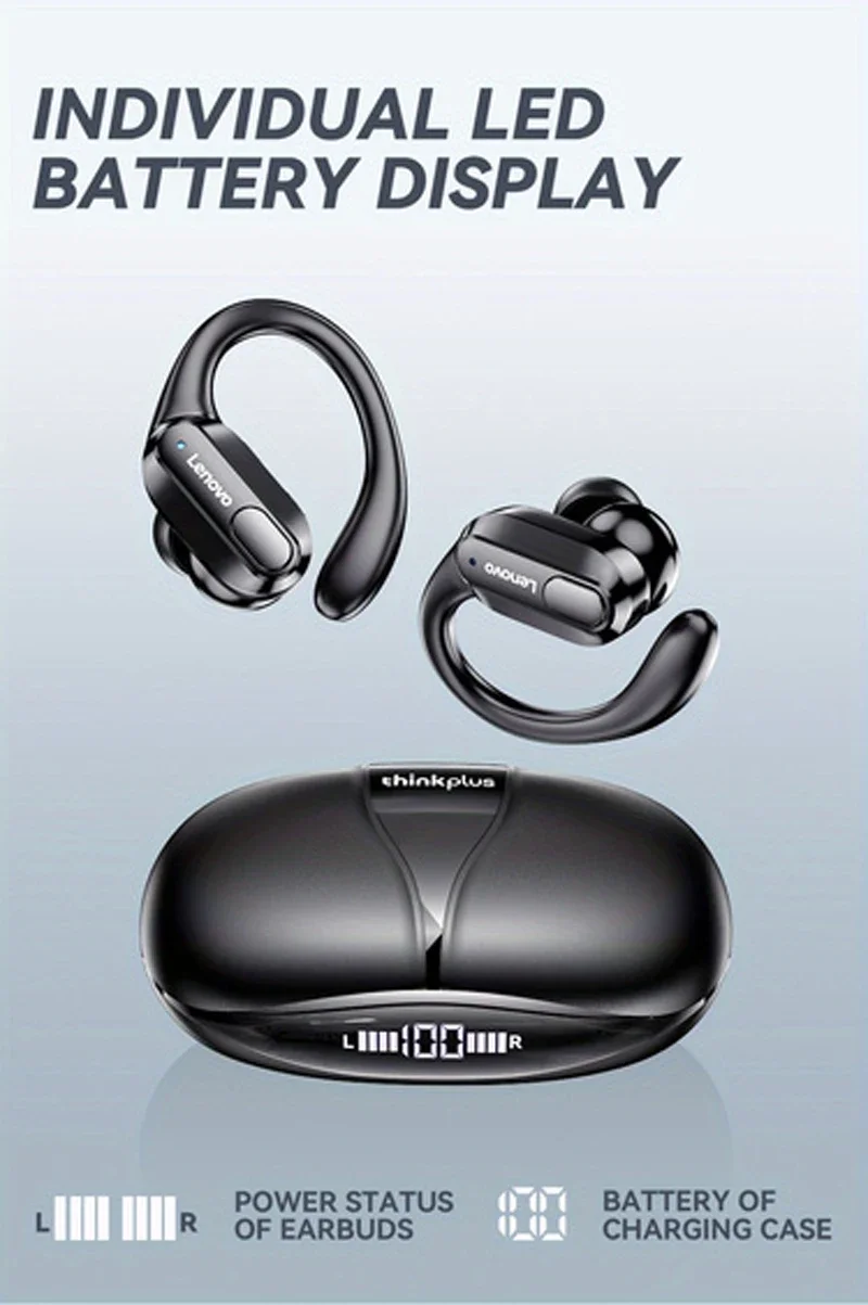 Lenovo Xt80 True Wireless Bluetooth Earphones With Mic And Earhooks_voghion.com