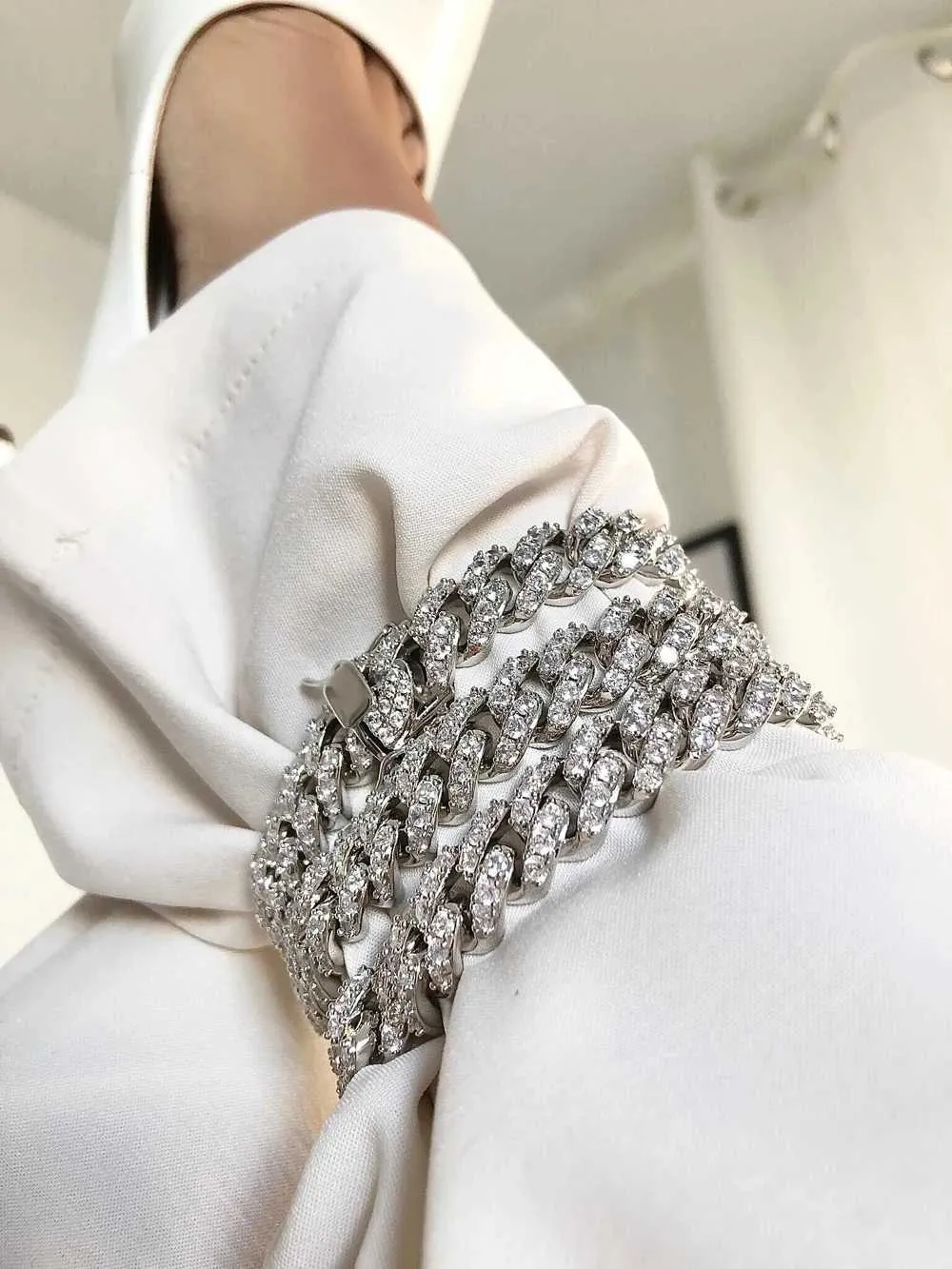 Nánožníky Summer New Ice Sparkling 5a Cubic Zircon CZ Kotník Pánské Hip Hop 14mm Rock Miami Cuban Řetízek na nohy 23cm 25cmL2403_voghion.com