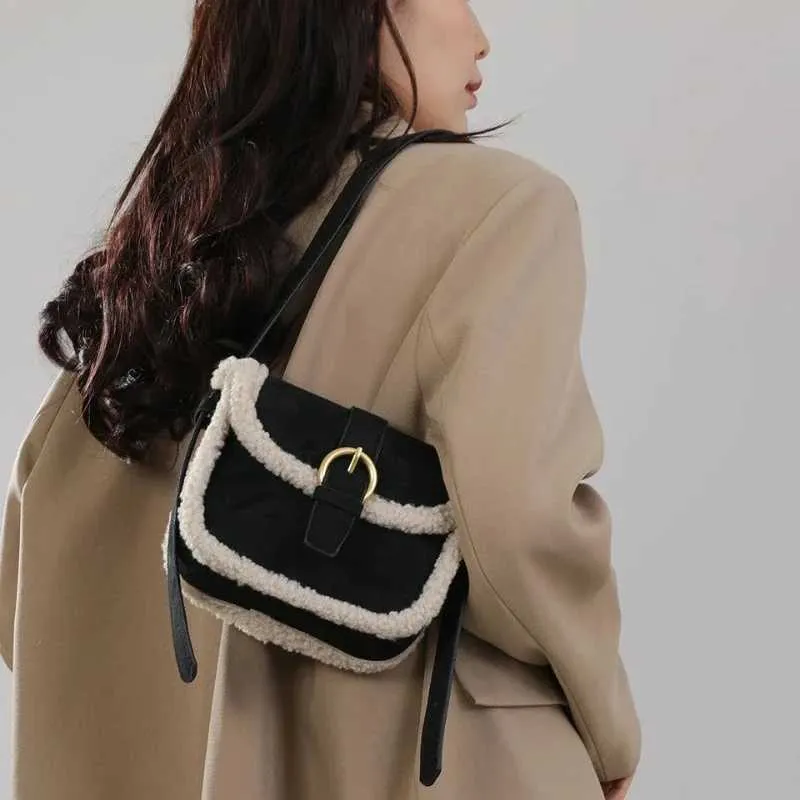 Retro-Crossbody aus Lammwolle für vielseitige, süße Geldbörsen und Handtaschen für Damen, Umhängetasche, Bolsos De Mujer, SacC241212_voghion.com