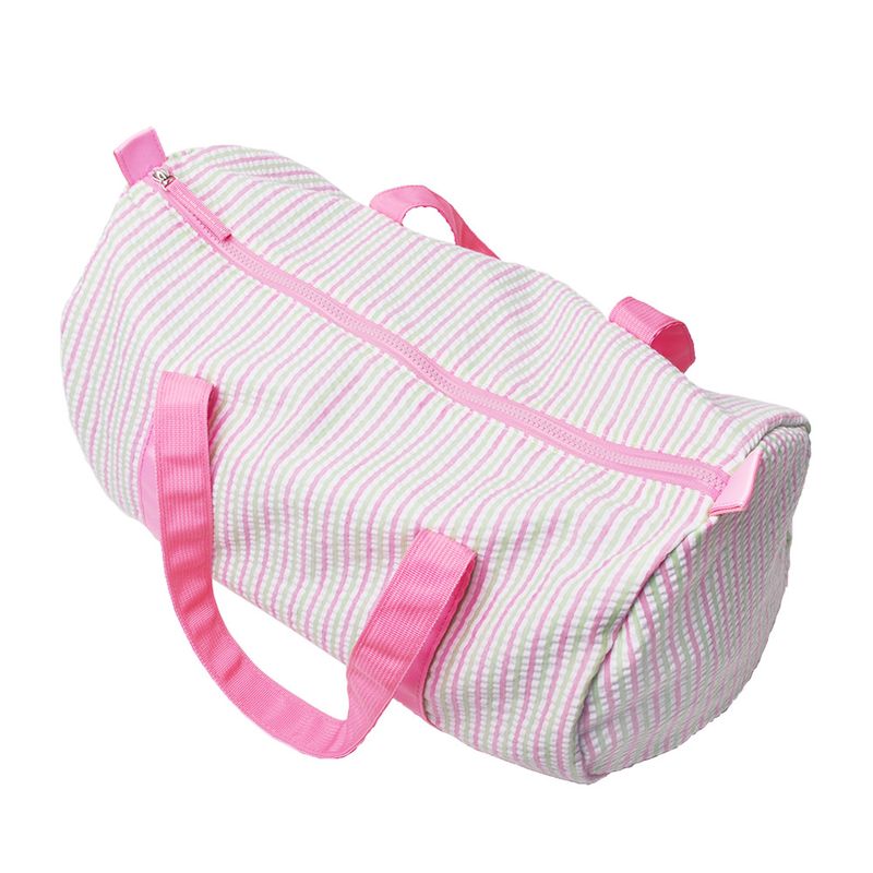 Domier Seersucker Baumwolle Reisetasche Gepäcktasche tragbare Zylindertasche Acryl Kunststoff Zahn Reißverschluss_voghion.com